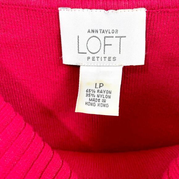 LOFT Red Knit Cowl Neck Long Sleeve Sweater - Picture 4 of 11